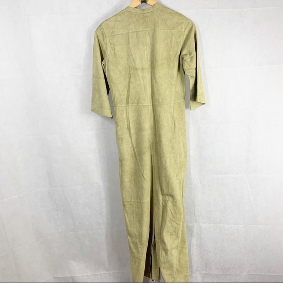 Dorothee Schumacher Velour Softness Leather Maxi Dress Size Small Green - Picture 3 of 14